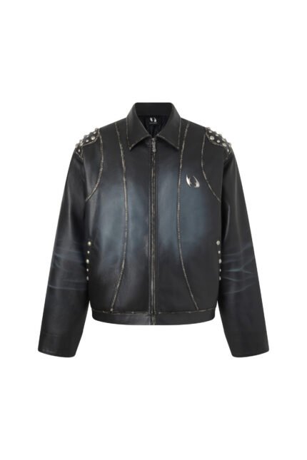 Studded leather jacket
